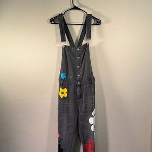 Gray Flower Overalls Size Large GUC